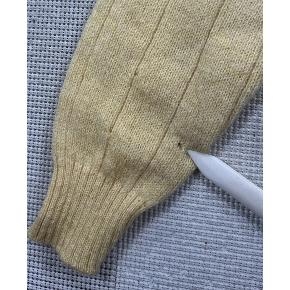 Vintage Lord Jeff The Baggy Shag Wool Mohair Sweater Yellow Size XL (Holes)